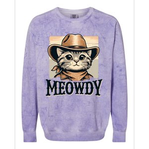 Cat Cowboy Funny Mashup Meowdy Western Country Music Cat Colorblast Crewneck Sweatshirt