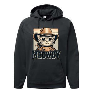 Cat Cowboy Funny Mashup Meowdy Western Country Music Cat Performance Fleece Hoodie