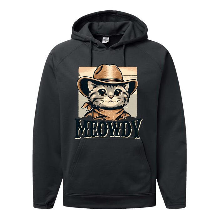 Cat Cowboy Funny Mashup Meowdy Western Country Music Cat Performance Fleece Hoodie