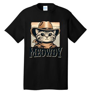 Cat Cowboy Funny Mashup Meowdy Western Country Music Cat Tall T-Shirt