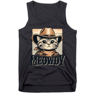 Cat Cowboy Funny Mashup Meowdy Western Country Music Cat Tank Top