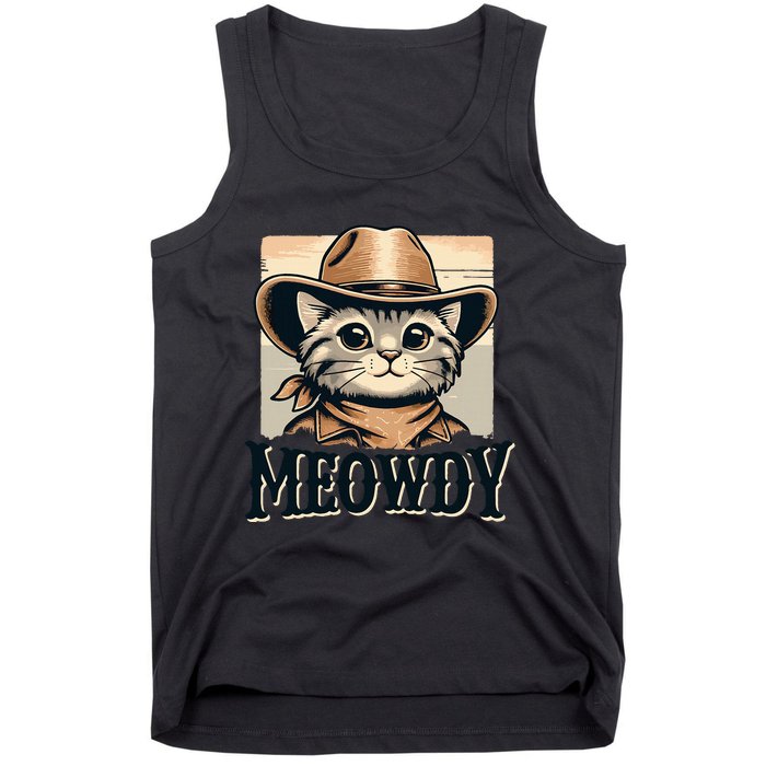 Cat Cowboy Funny Mashup Meowdy Western Country Music Cat Tank Top