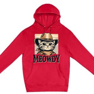 Cat Cowboy Funny Mashup Meowdy Western Country Music Cat Premium Pullover Hoodie