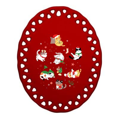 Christmas Cats Funny All Kinds Of Cats Attitude Xmas Ceramic Oval Ornament