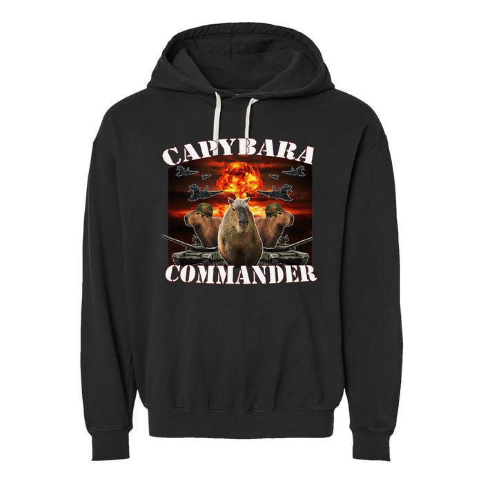 Capybara Commander Funny Capybara Warrior Garment-Dyed Fleece Hoodie