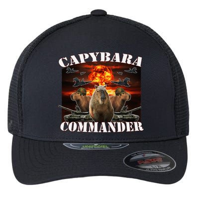 Capybara Commander Funny Capybara Warrior Flexfit Unipanel Trucker Cap
