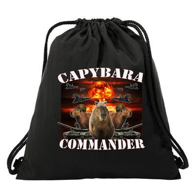 Capybara Commander Funny Capybara Warrior Drawstring Bag