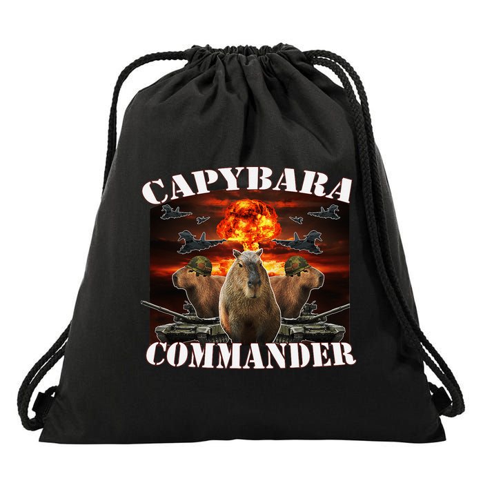 Capybara Commander Funny Capybara Warrior Drawstring Bag