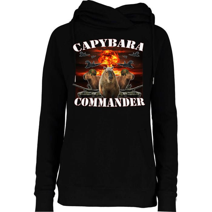 Capybara Commander Funny Capybara Warrior Womens Funnel Neck Pullover Hood
