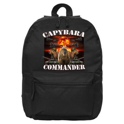 Capybara Commander Funny Capybara Warrior 16 in Basic Backpack