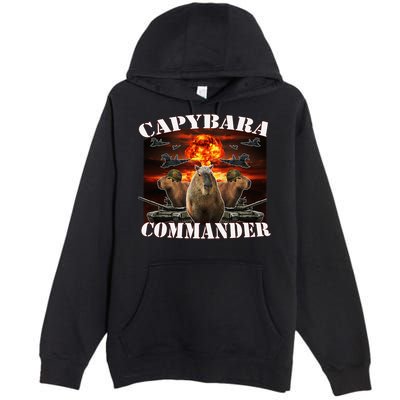 Capybara Commander Funny Capybara Warrior Premium Pullover Hoodie