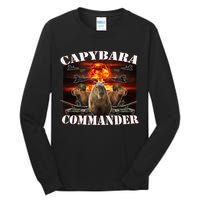 Capybara Commander Funny Capybara Warrior Tall Long Sleeve T-Shirt