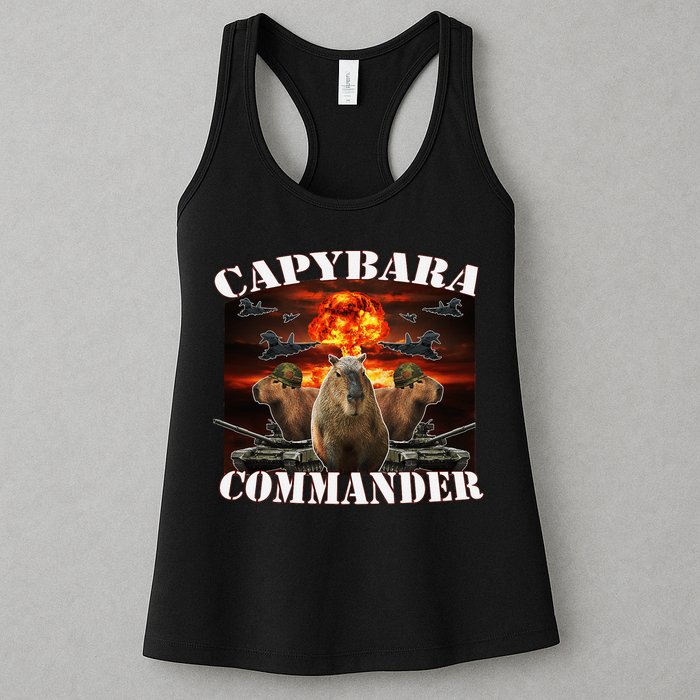 Capybara Commander Funny Capybara Warrior Womens Tank Top