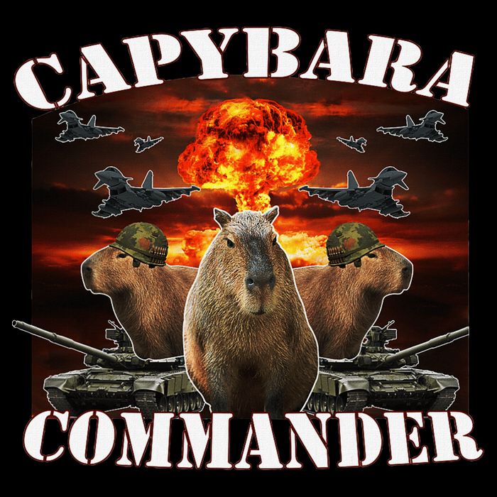 Capybara Commander Funny Capybara Warrior Pom Pom 12in Knit Beanie