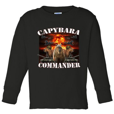 Capybara Commander Funny Capybara Warrior Toddler Long Sleeve Shirt