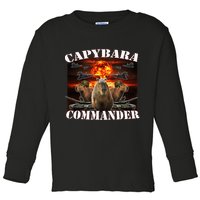 Capybara Commander Funny Capybara Warrior Toddler Long Sleeve Shirt