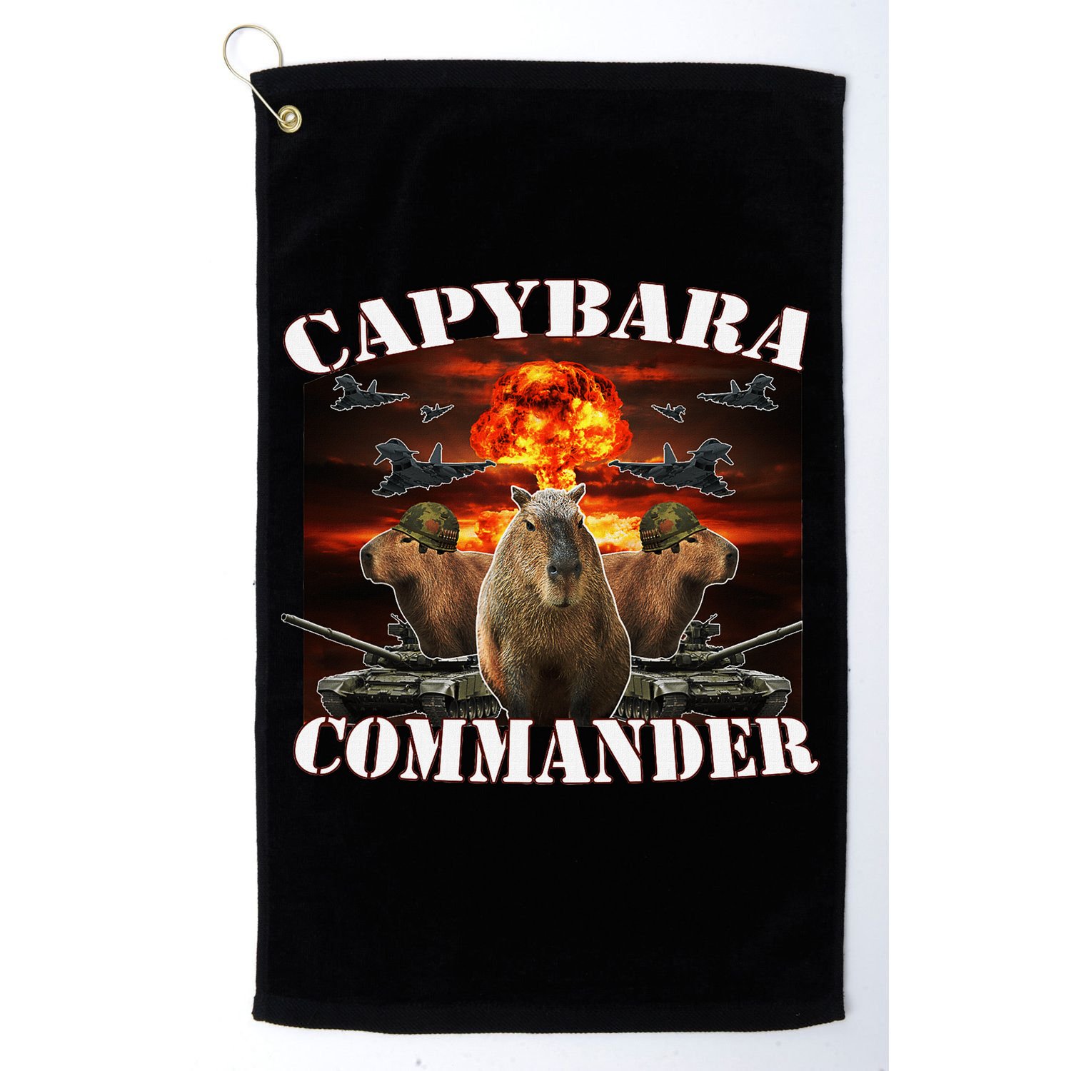 Capybara Commander Funny Capybara Warrior Golf Towel