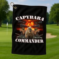 Capybara Commander Funny Capybara Warrior Golf Towel