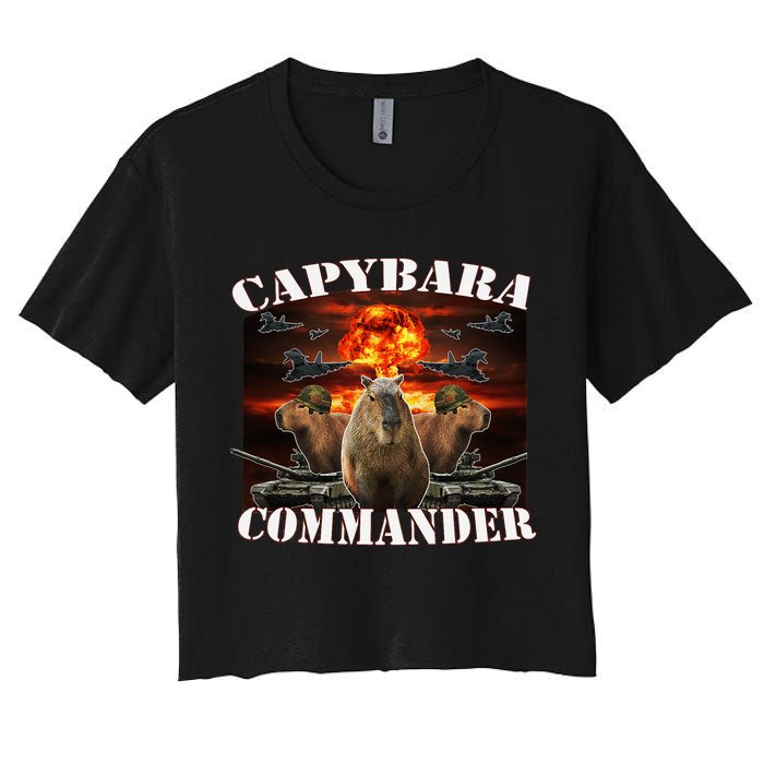 Capybara Commander Funny Capybara Warrior Crop Top