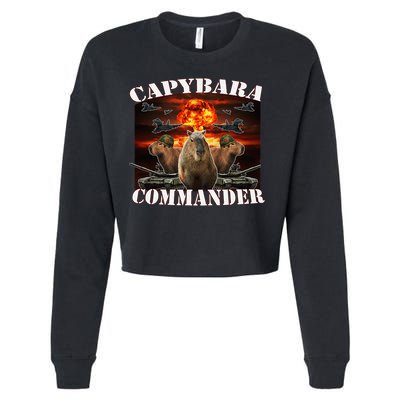 Capybara Commander Funny Capybara Warrior Cropped Pullover Crew
