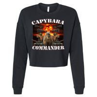 Capybara Commander Funny Capybara Warrior Cropped Pullover Crew