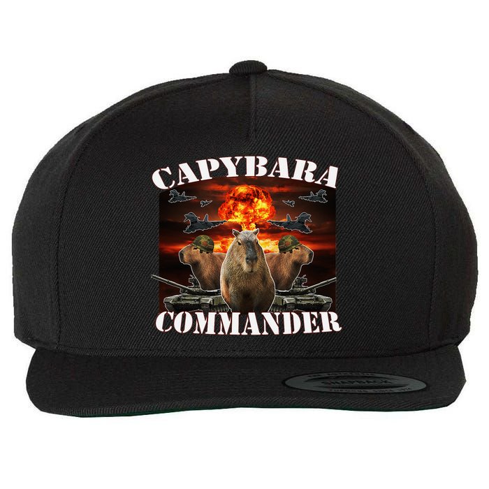 Capybara Commander Funny Capybara Warrior Wool Snapback Cap