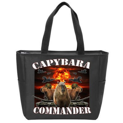 Capybara Commander Funny Capybara Warrior Zip Tote Bag