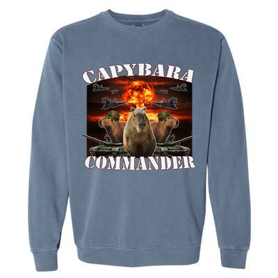 Capybara Commander Funny Capybara Warrior Garment-Dyed Sweatshirt