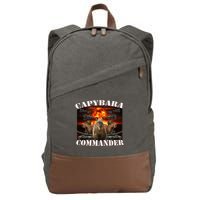 Capybara Commander Funny Capybara Warrior Cotton Canvas Backpack
