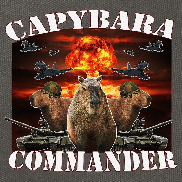 Capybara Commander Funny Capybara Warrior Cotton Canvas Backpack