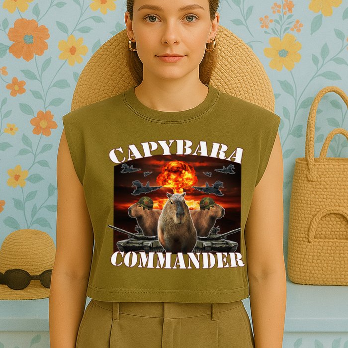 Capybara Commander Funny Capybara Warrior Garment-Dyed Women's Muscle Tee