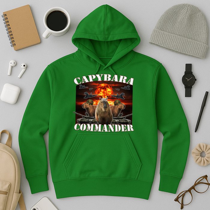 Capybara Commander Funny Capybara Warrior Hoodie