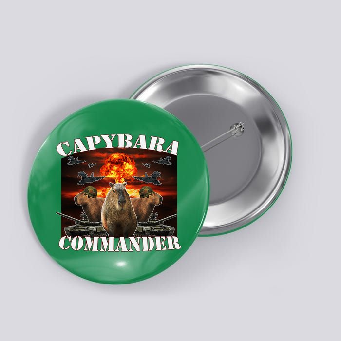 Capybara Commander Funny Capybara Warrior Button