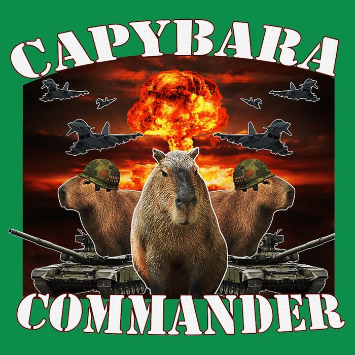 Capybara Commander Funny Capybara Warrior Button