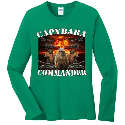 Capybara Commander Funny Capybara Warrior Ladies Long Sleeve Shirt