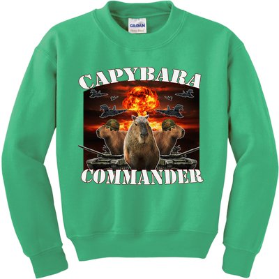 Capybara Commander Funny Capybara Warrior Kids Sweatshirt