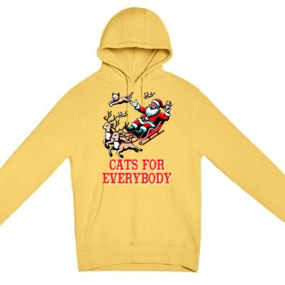 Christmas Cat Funny Cats For Everybody Santa Reindeer Cart Gift Premium Pullover Hoodie