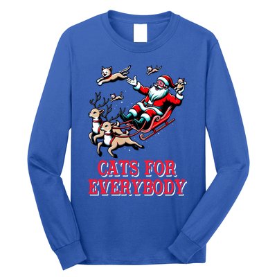 Christmas Cat Funny Cats For Everybody Santa Reindeer Cart Gift Long Sleeve Shirt