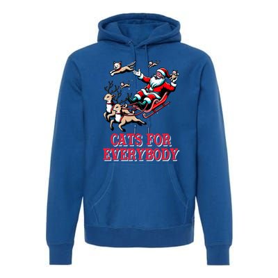 Christmas Cat Funny Cats For Everybody Santa Reindeer Cart Gift Premium Hoodie