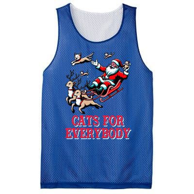 Christmas Cat Funny Cats For Everybody Santa Reindeer Cart Gift Mesh Reversible Basketball Jersey Tank