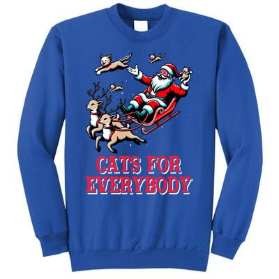 Christmas Cat Funny Cats For Everybody Santa Reindeer Cart Gift Tall Sweatshirt