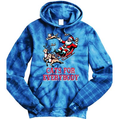 Christmas Cat Funny Cats For Everybody Santa Reindeer Cart Gift Tie Dye Hoodie