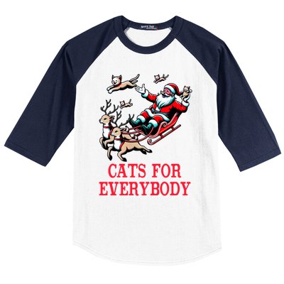 Christmas Cat Funny Cats For Everybody Santa Reindeer Cart Gift Baseball Sleeve Shirt