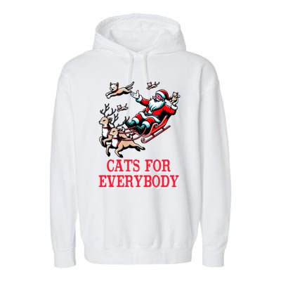 Christmas Cat Funny Cats For Everybody Santa Reindeer Cart Gift Garment-Dyed Fleece Hoodie