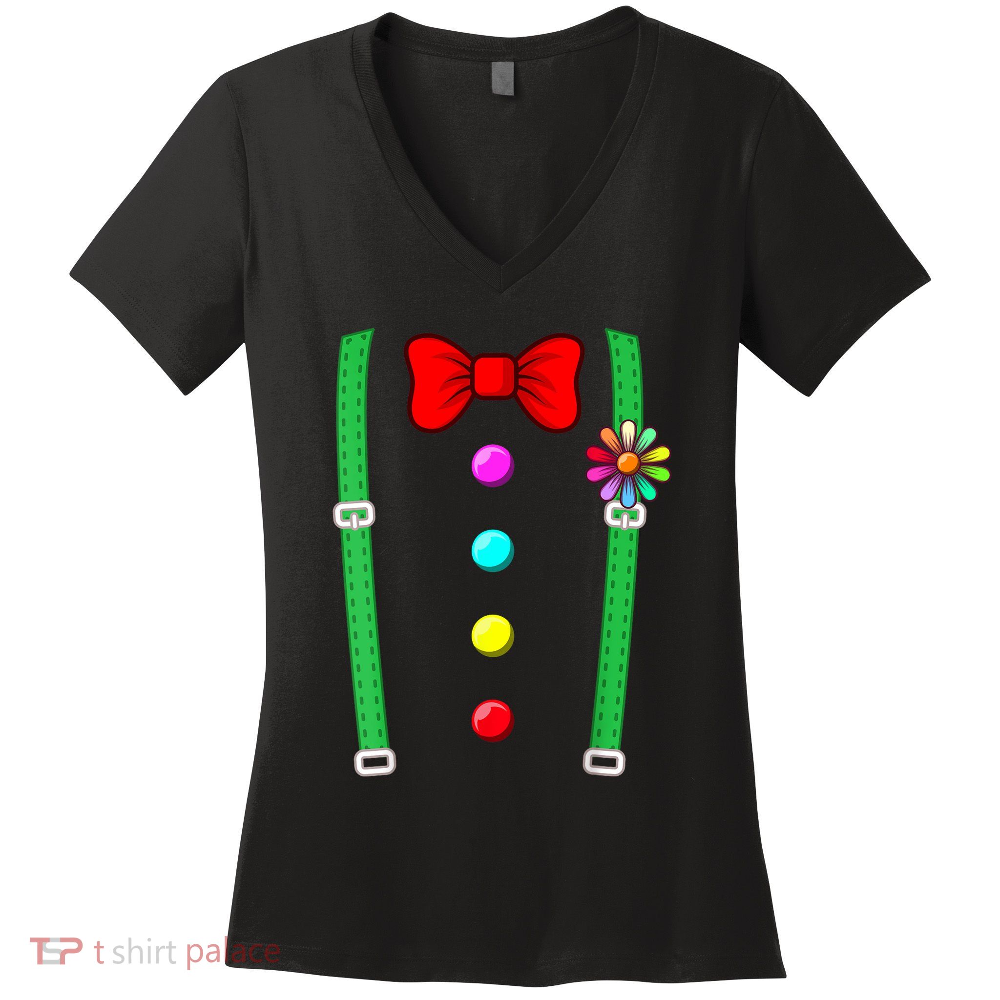 Clown Costume Funny Circus Halloween Costumes Women's V-Neck T-Shirt