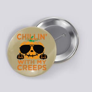 Chillin Creeps Funny Halloween Pumpkin Costume Button