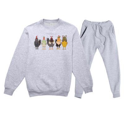 Christmas Chicken Farm Animal Christmas Funny Chicken Lover Premium Crewneck Sweatsuit Set