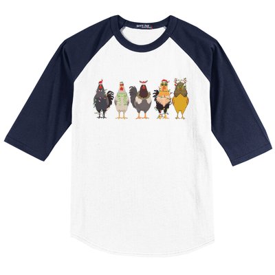 Christmas Chicken Farm Animal Christmas Funny Chicken Lover Baseball Sleeve Shirt