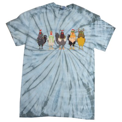 Christmas Chicken Farm Animal Christmas Funny Chicken Lover Tie-Dye T-Shirt