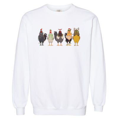 Christmas Chicken Farm Animal Christmas Funny Chicken Lover Garment-Dyed Sweatshirt